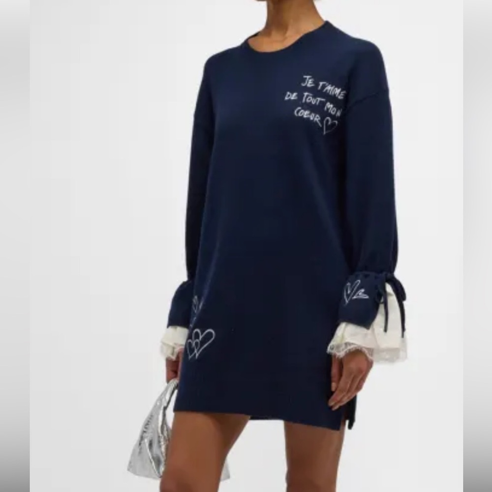 Cinq a Sept Tasha Mon Amour Embellished Midi Knit Dress